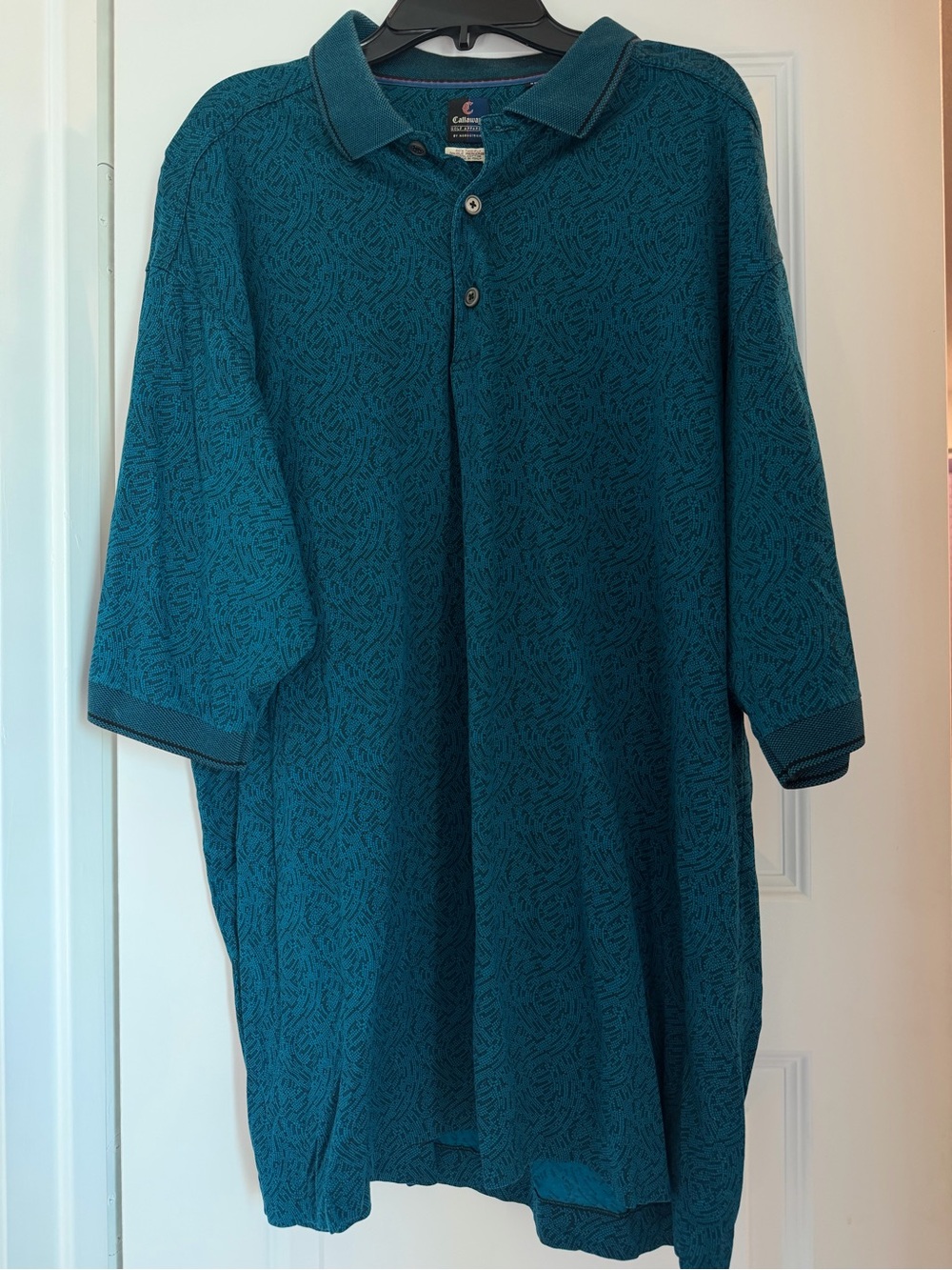 Vintage Callaway Golf Teal Short-Sleeve 100% Cotton Polo Made in Italy
